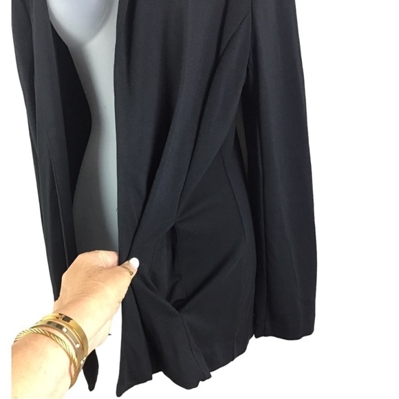 Badgley Mischka American Glamour Black Modal Open Front Jacket Size Large - Picture 3 of 9